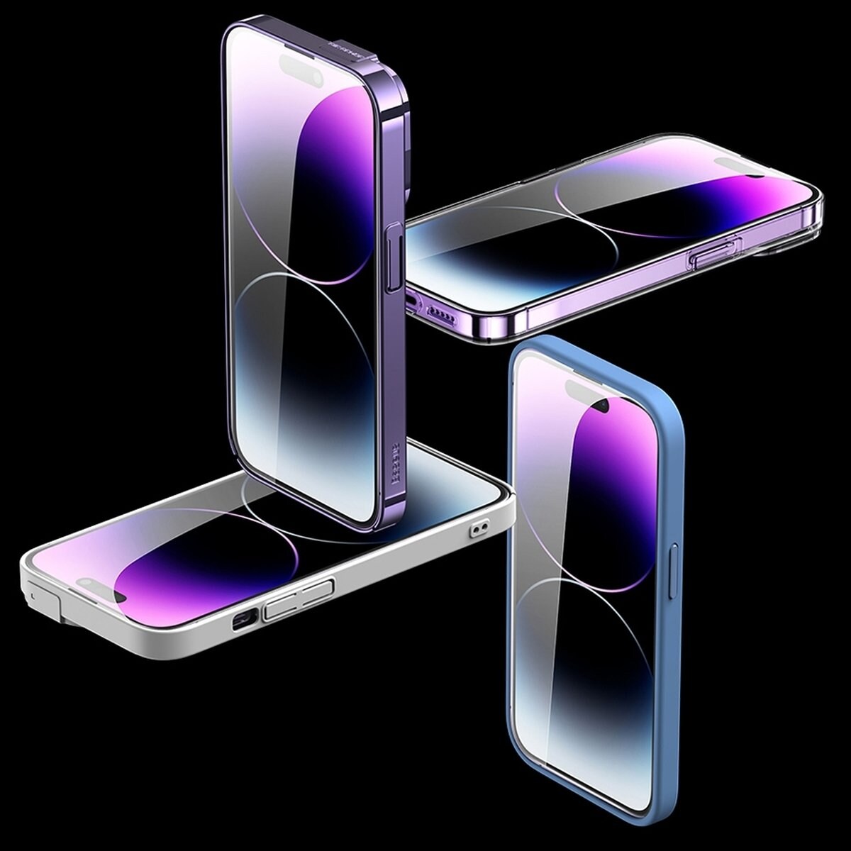 Baseus Härdat glas för iPhone 14 Pro Max med blåljusfilter & 0,3 mm högtalarskydd + monteringsram