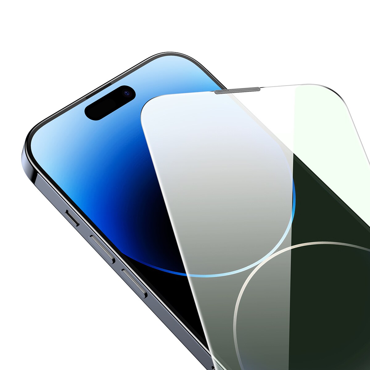 Baseus Härdat glas för iPhone 14 Pro Max med blåljusfilter & 0,3 mm högtalarskydd + monteringsram