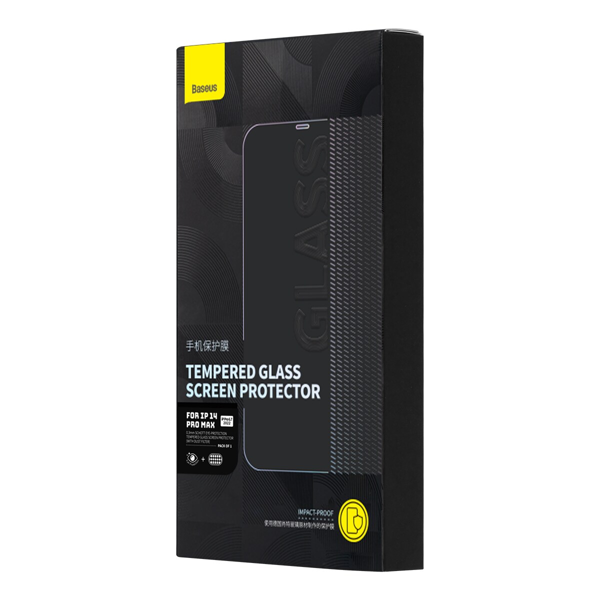 Baseus Härdat glas för iPhone 14 Pro Max med blåljusfilter & 0,3 mm högtalarskydd + monteringsram