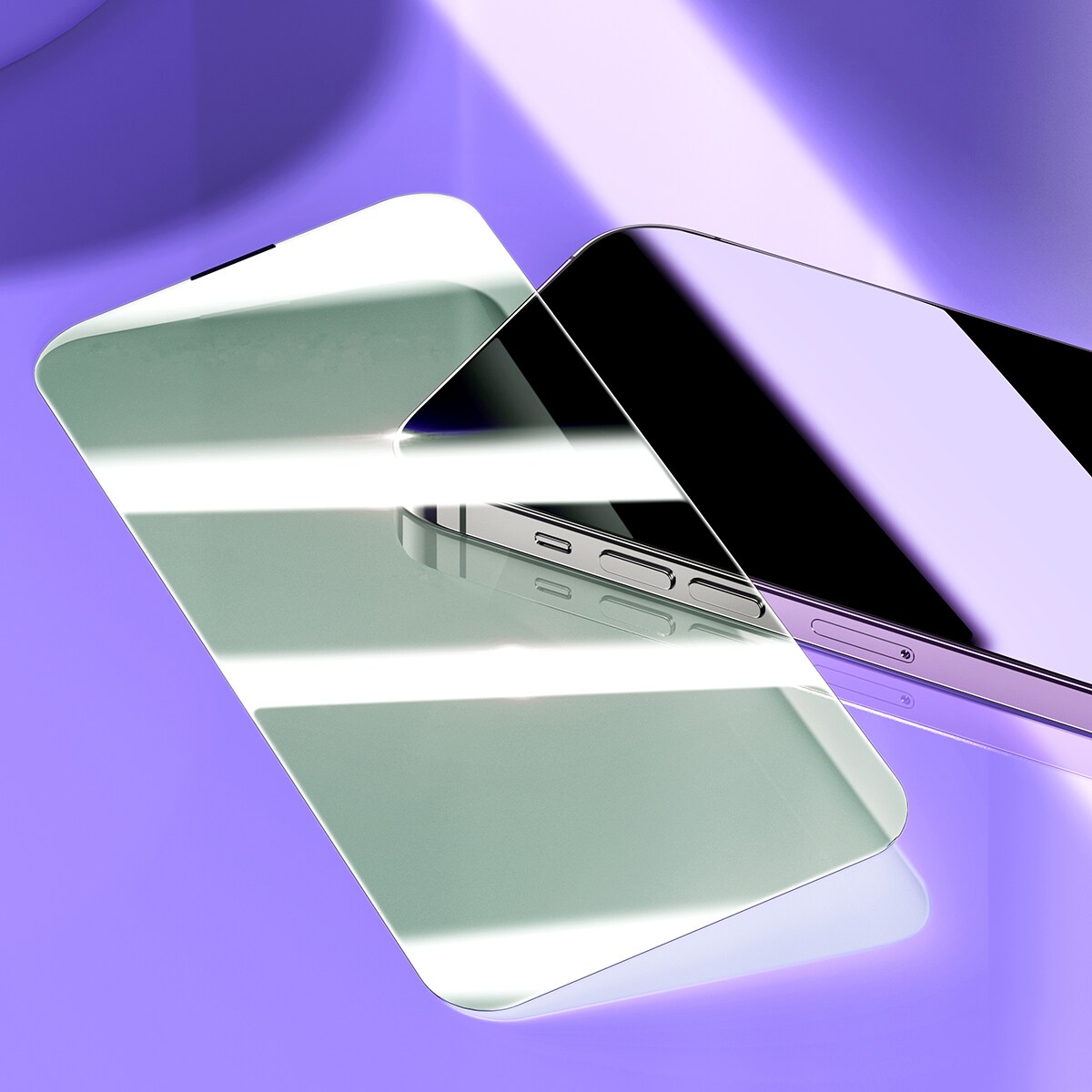 Baseus Härdat glas för iPhone 14 Pro med blåljusfilter och 0,3 mm högtalarskydd + monteringsram