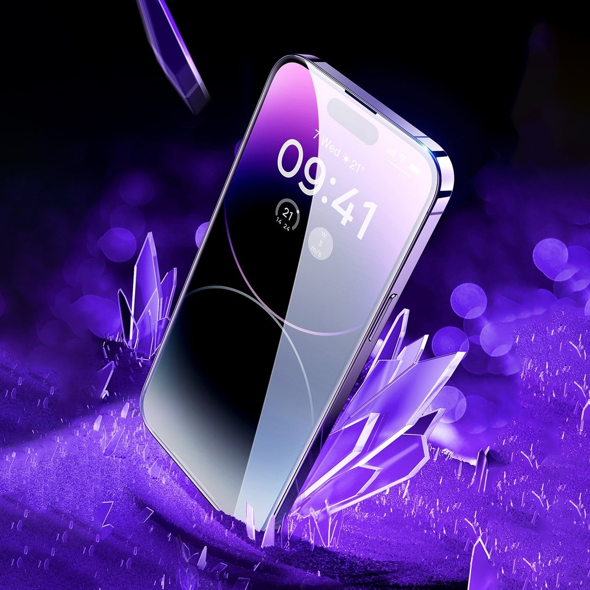 Baseus Härdat glas för iPhone 14 Pro med blåljusfilter och 0,3 mm högtalarskydd + monteringsram