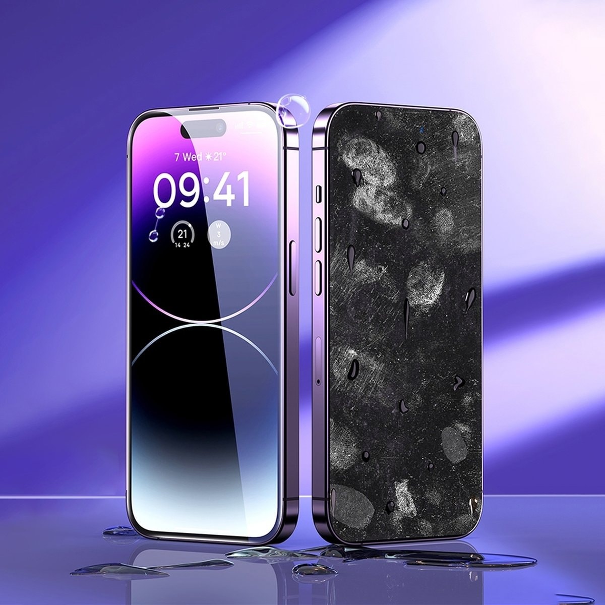 Baseus Härdat glas för iPhone 14 Pro med blåljusfilter och 0,3 mm högtalarskydd + monteringsram