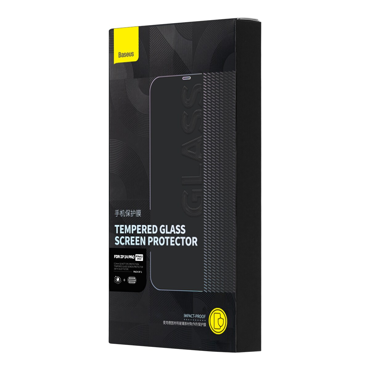 Baseus Härdat glas för iPhone 14 Pro med blåljusfilter och 0,3 mm högtalarskydd + monteringsram