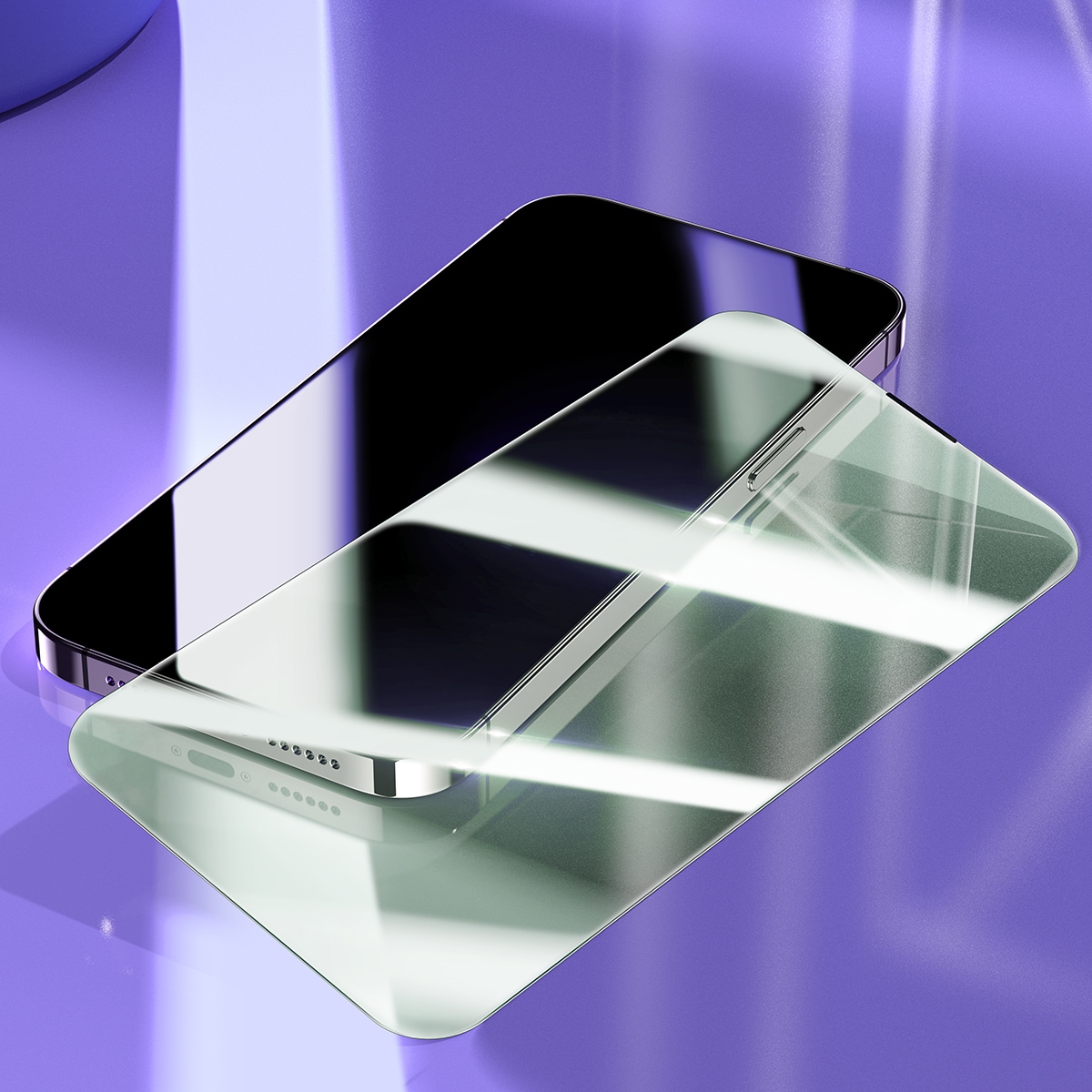Baseus Härdat glas för iPhone 14 Pro med blåljusfilter och 0,3 mm högtalarskydd + monteringsram