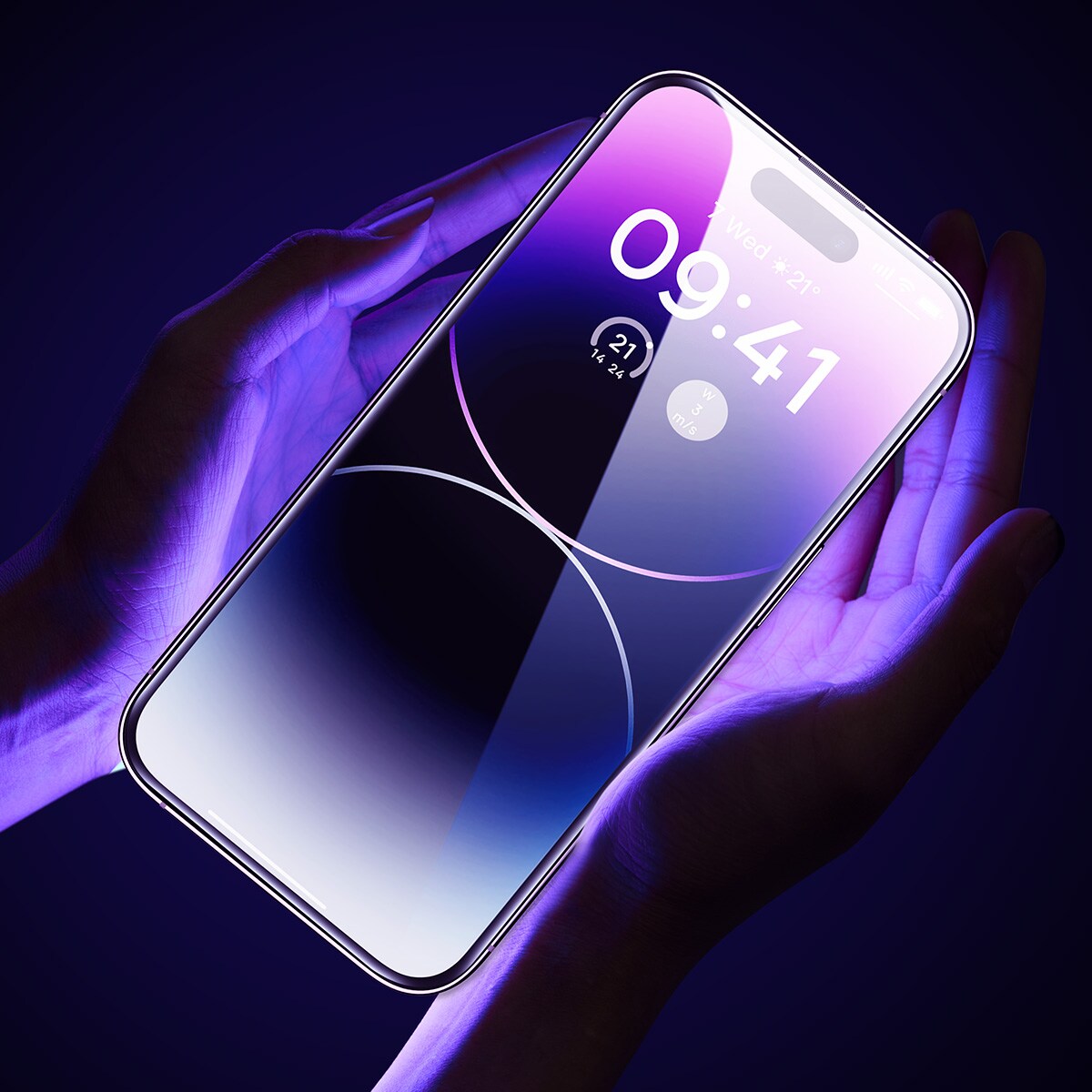 Baseus Härdat glas för helskärm för iPhone 14 Pro med högtalarskydd 0,3 mm + monteringsram