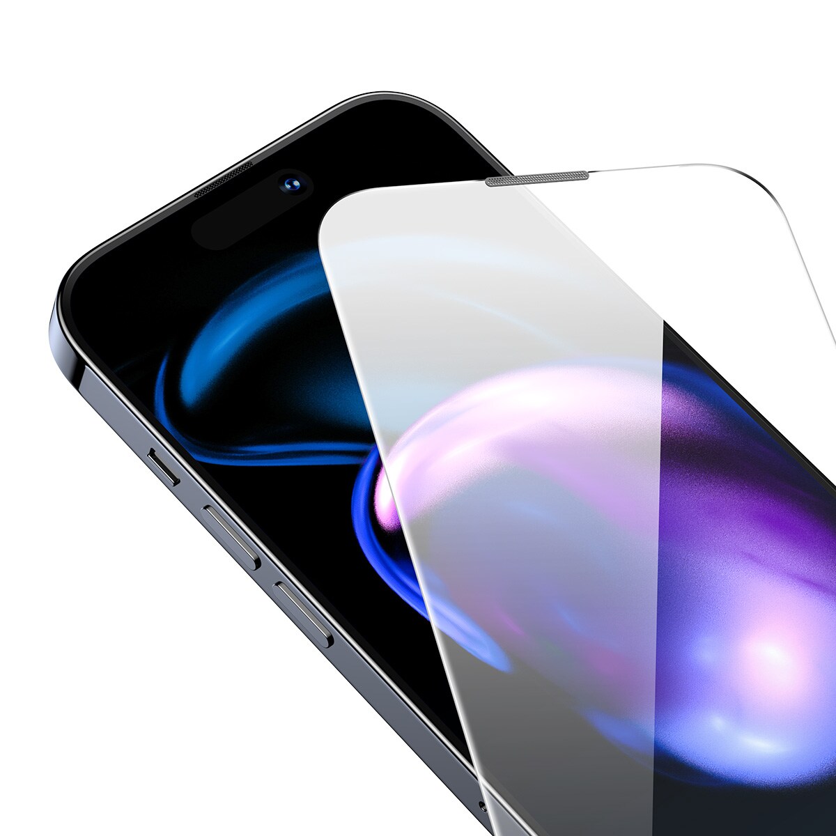 Baseus Härdat glas för helskärm för iPhone 14 Pro med högtalarskydd 0,3 mm + monteringsram
