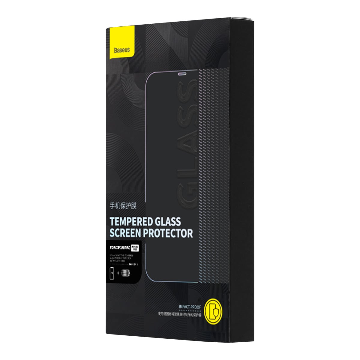 Baseus Härdat glas för helskärm för iPhone 14 Pro med högtalarskydd 0,3 mm + monteringsram