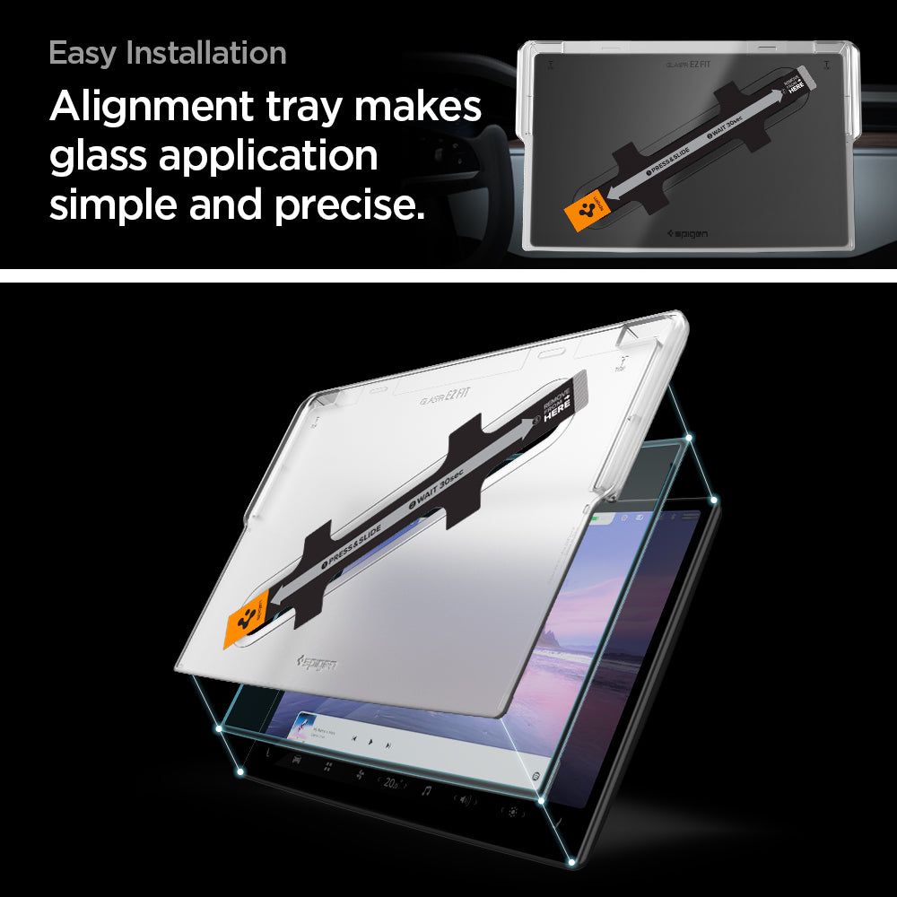 Spigen Glas.tR EZ Fit härdat glas för Tesla Model X 2022 / Model S 2021 - Svart