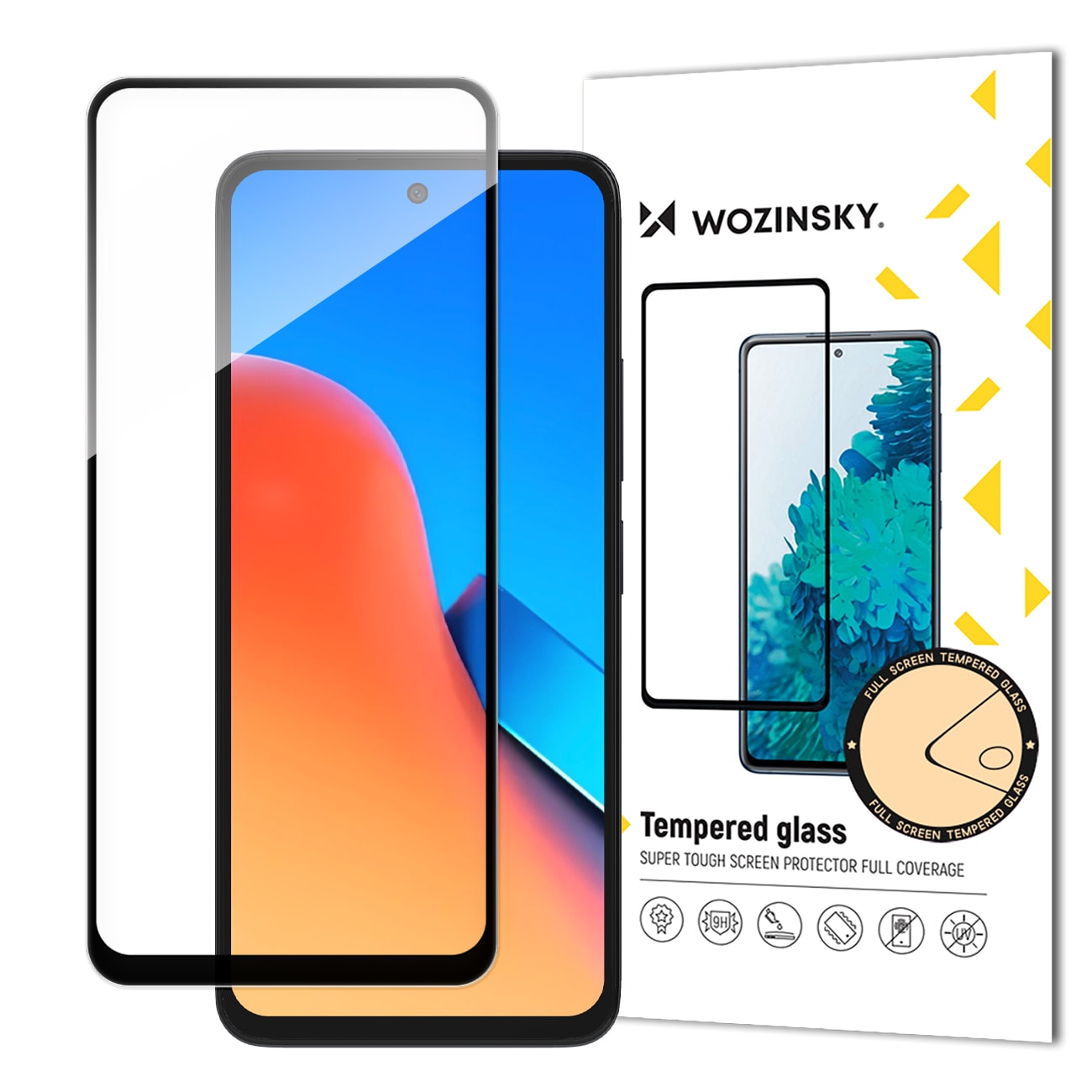 Slitstarkt Wozinsky härdat glas med ram för full limning av full skärm för Xiaomi Redmi 12 - Svart