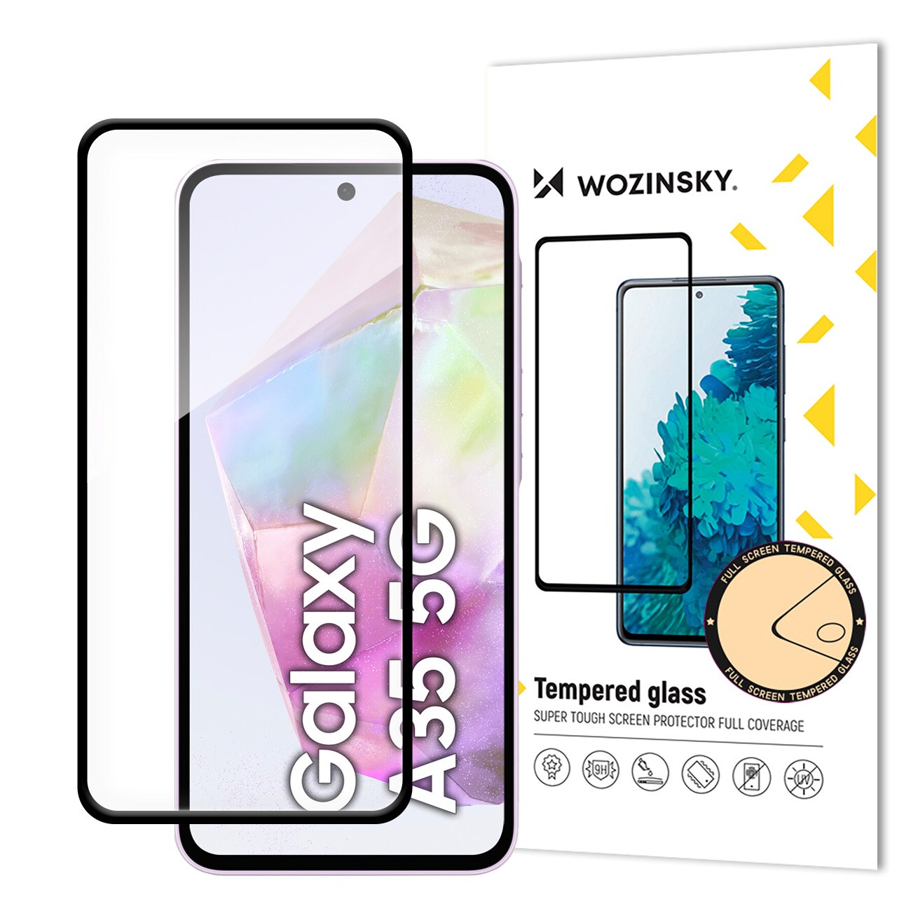 Wozinsky Härdat glas med full limning för Samsung Galaxy A35 med svart ram