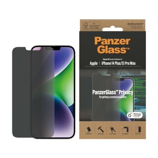 PanzerGlass Classic Passande antibakteriellt glas med insynsskydd för iPhone 14 Plus/13 Pro Max