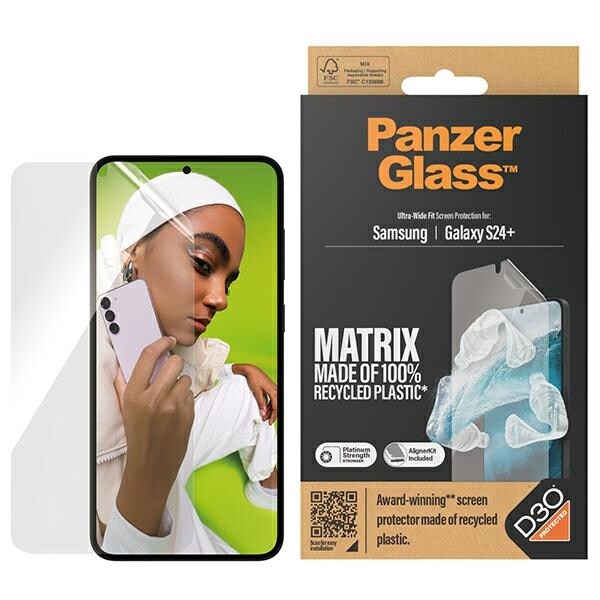 PanzerGlass Ultra-Wide Fit härdat glas med D3O® med applikator för Samsung Galaxy S24+
