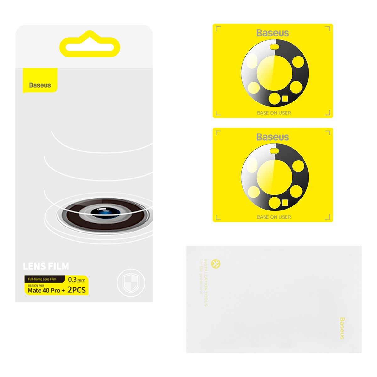 Baseus Huawei Mate 40 Pro+ Kamerafilm 0,3mm (2st) transparent + rengöringssats (SGQK000602)