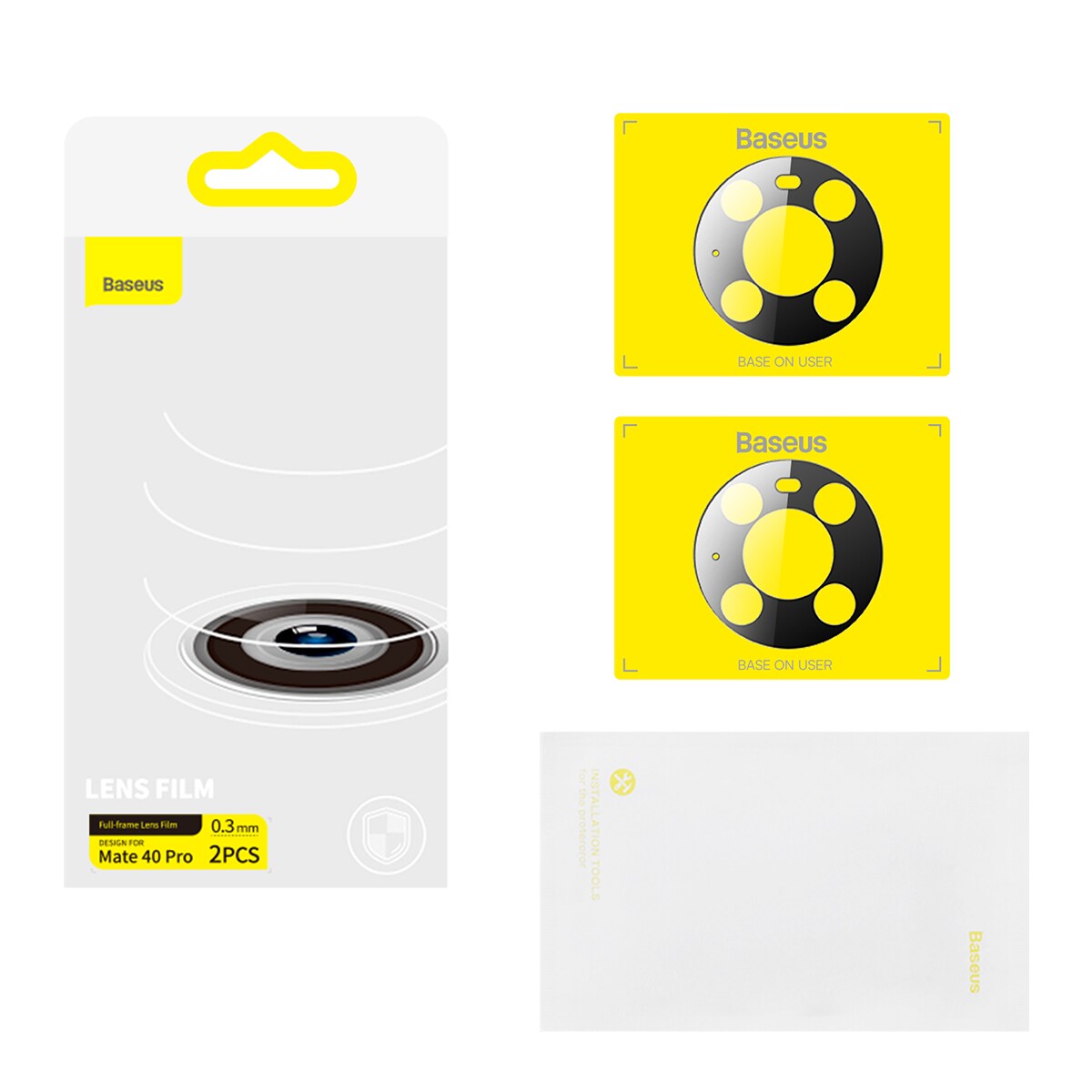 Baseus Huawei Mate 40 Pro Kamerafilm 0,3mm (2st) transparent + rengöringssats (SGQK000502)