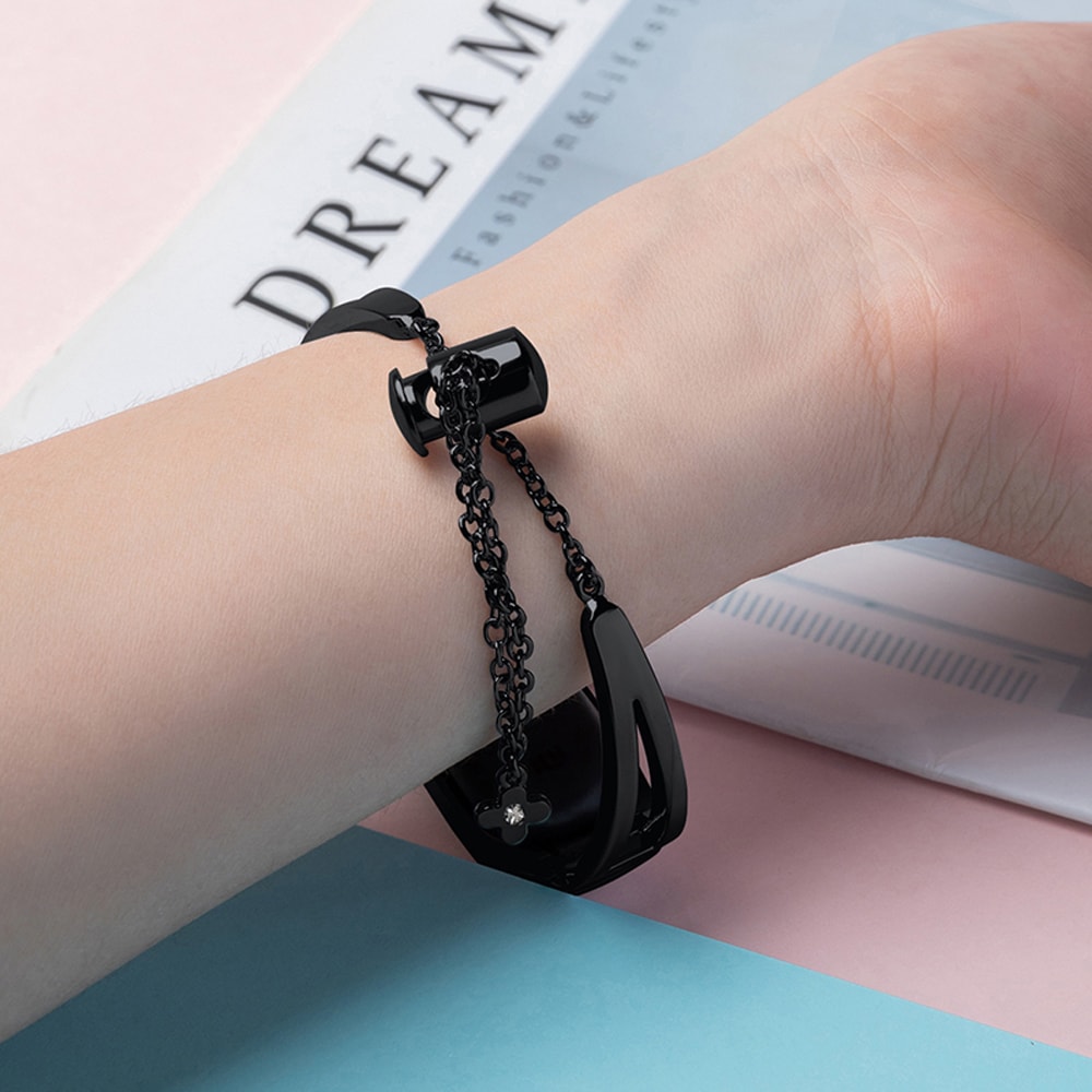 Metallarmband för Xiaomi Mi Band 3 / 4 / 5 / 6 bandrem - svart