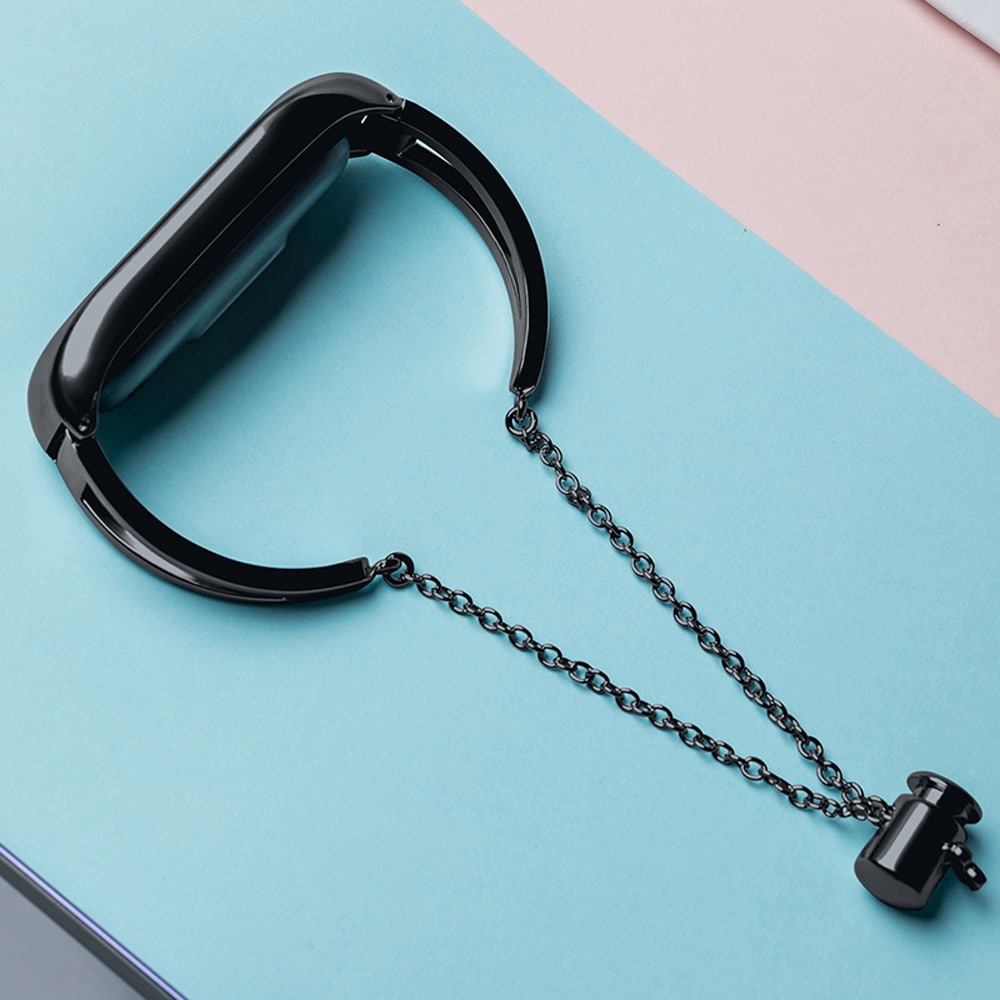 Metallarmband för Xiaomi Mi Band 3 / 4 / 5 / 6 bandrem - svart