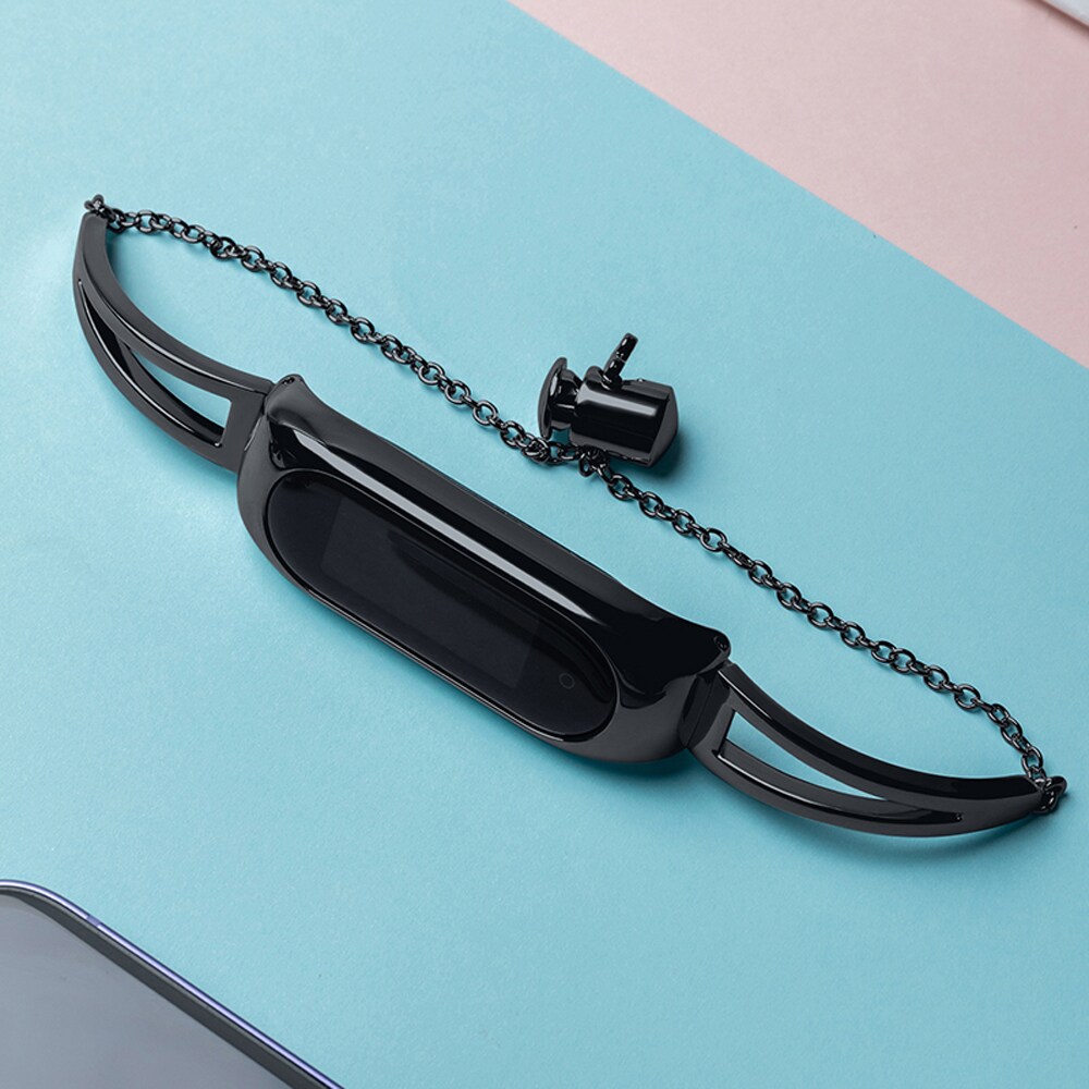 Metallarmband för Xiaomi Mi Band 3 / 4 / 5 / 6 bandrem - svart
