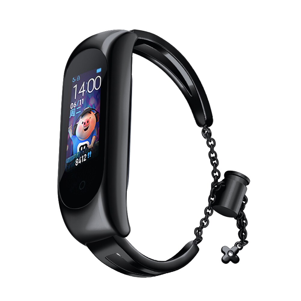 Metallarmband för Xiaomi Mi Band 3 / 4 / 5 / 6 bandrem - svart