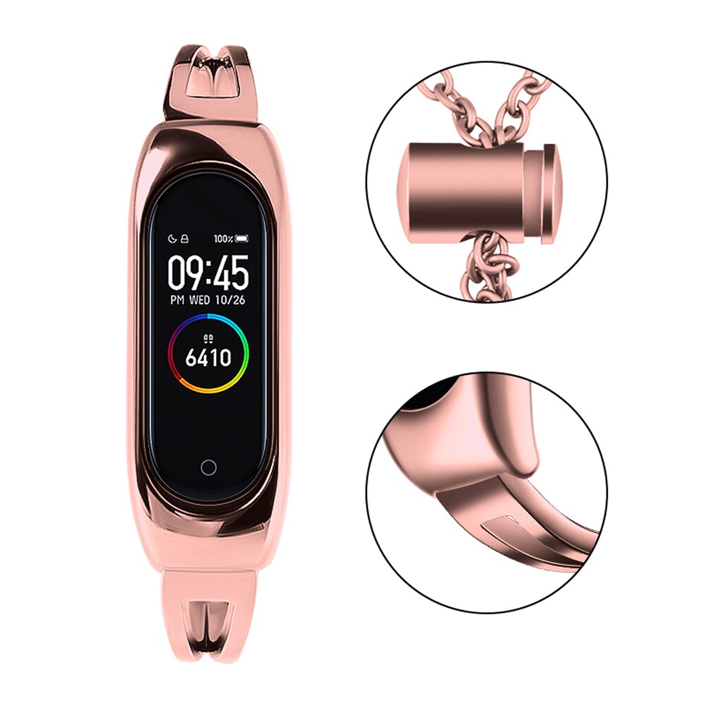Metallarmband för Xiaomi Mi Band 3 / 4 / 5 / 6 bandrem - rosa