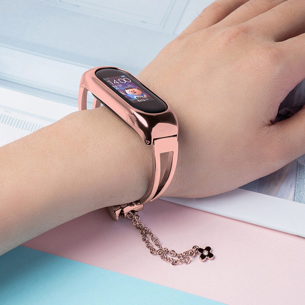 Metallarmband för Xiaomi Mi Band 3 / 4 / 5 / 6 bandrem - rosa