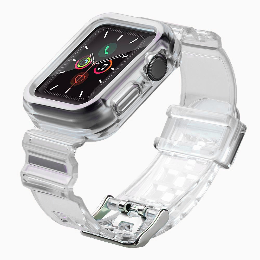 Silikonarmband Armband Fodral Armband Ljus Set för Apple Klocka 44mm - Svart