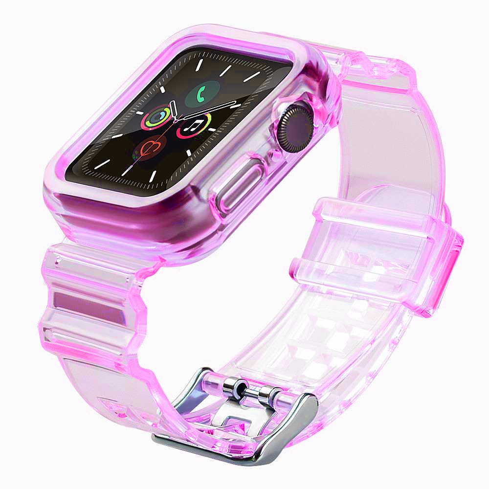 Silikonarmband Armband Fodral Armband Ljus Set för Apple Klocka 44mm - Röd