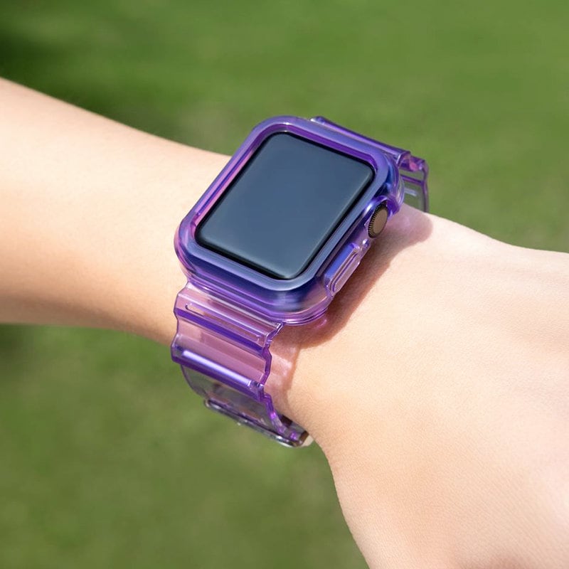 Silikonarmband Armband Fodral Armband Ljus Set för Apple Klocka 44mm - Lila