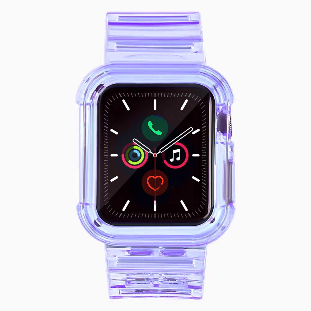 Silikonarmband Armband Fodral Armband Ljus Set för Apple Klocka 44mm - Lila