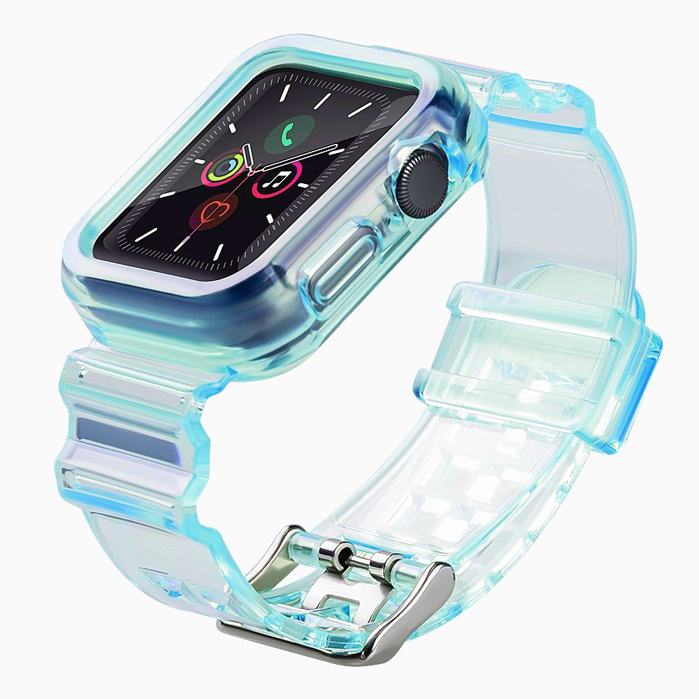 Silikonarmband Armband Fodral Armband Ljus Set för Apple Klocka 42mm - Blå