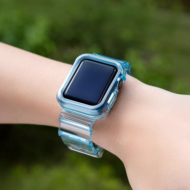 Silikonarmband Armband Fodral Armband Ljus Set för Apple Klocka 42mm - Blå