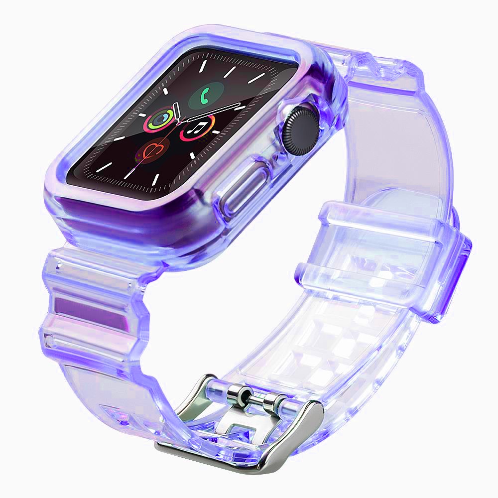 Silikonarmband Armband Fodral Armband Ljus Set för Apple Klocka 42mm - Lila