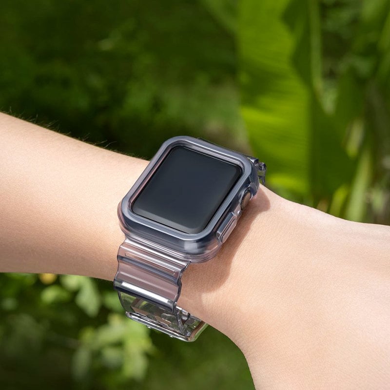 Silikonarmband Armband Fodral Rem Ljus Set för Apple Klocka 38mm - Svart