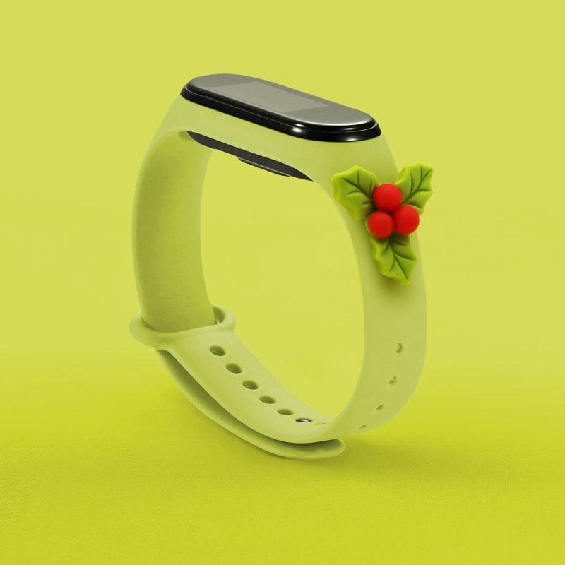 Rem Xmas för Xiaomi Mi Band 3 / 4 Jul Silikon Rem Armband med Holly - Grön