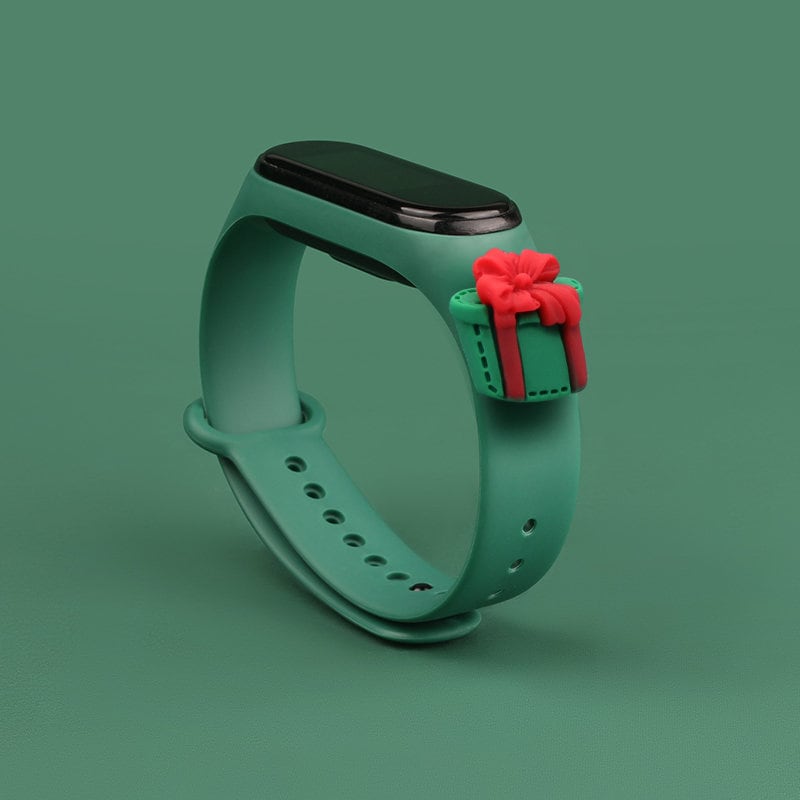 Rem Xmas för Xiaomi Mi Band 3 / 4 Jul Silikon Rem Armband med Present - Mörkgrön