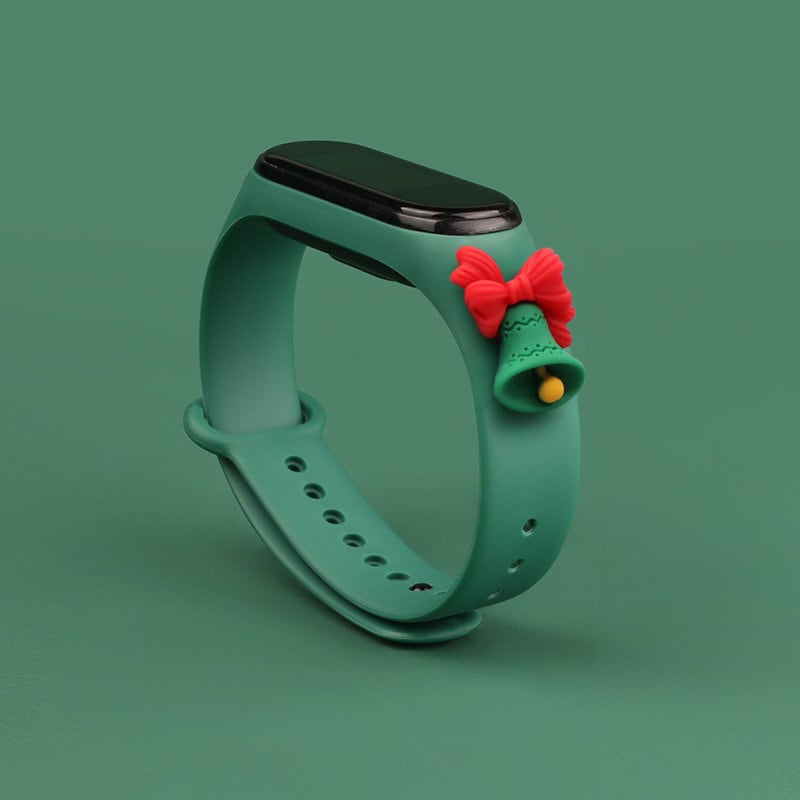 Rem Xmas för Xiaomi Mi Band 3 / 4 Jul Silikonrem Armband med klocka - Mörkgrön