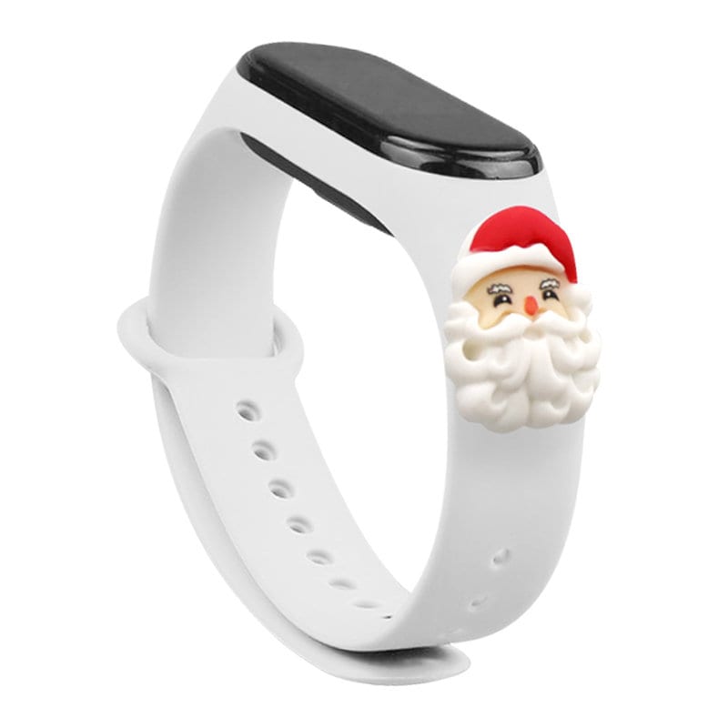Rem Xmas för Xiaomi Mi Band 3 / 4 Jul Silikonarmband Rem med jultomten - Vit