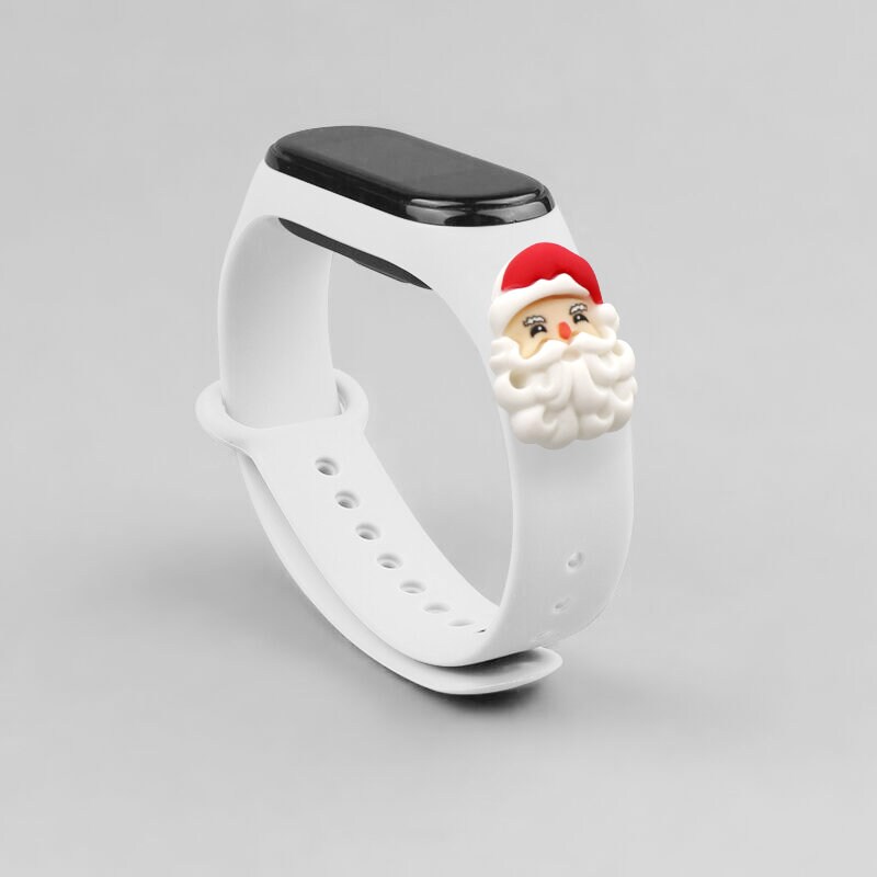 Rem Xmas för Xiaomi Mi Band 3 / 4 Jul Silikonarmband Rem med jultomten - Vit