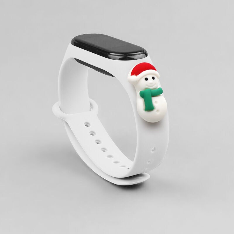 Rem Xmas för Xiaomi Mi Band 3 / 4 Jul Silikon Rem Armband med Snögubbe - Vit