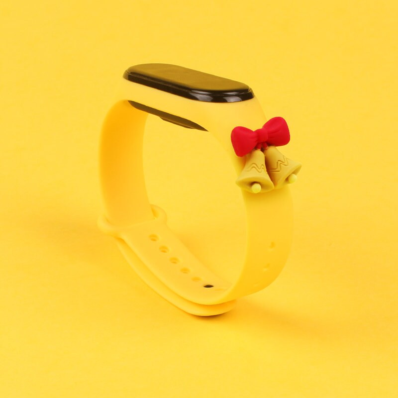 Rem Xmas för Xiaomi Mi Band 3 / 4 Jul Silikon Armband Rem med klockor - Gul