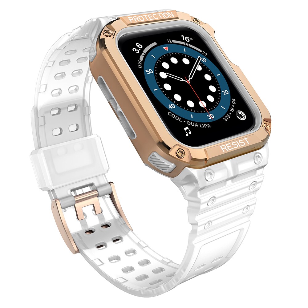 Skyddsarmband för Apple-klocka 38/40/41mm pansararmband - transparent, roséguld