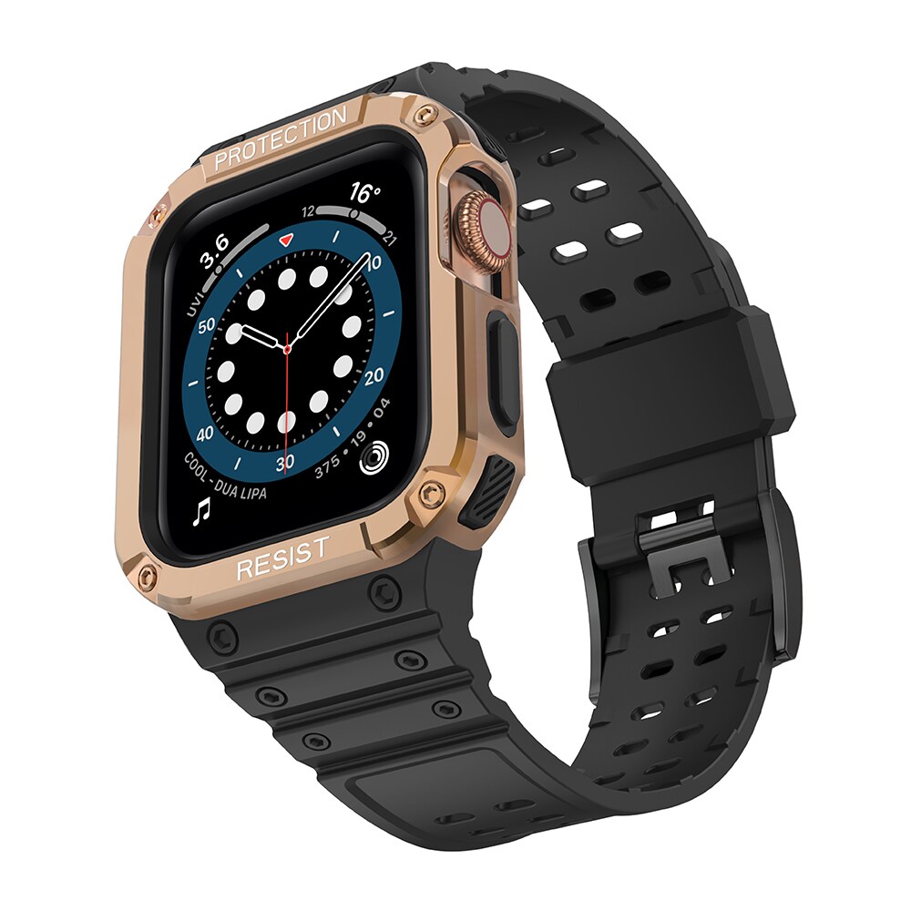 Skyddsarmband för Apple-klocka 42/44/45mm Armored Case-armband - Svart, roséguld