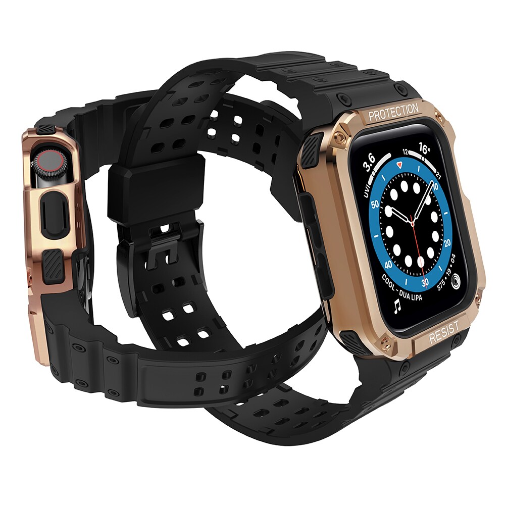 Skyddsarmband för Apple-klocka 42/44/45mm Armored Case-armband - Svart, roséguld