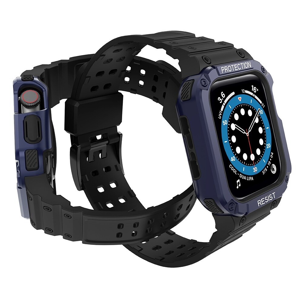 Protect armband för Apple klocka 42/44/45mm pansararmband - svart, blå