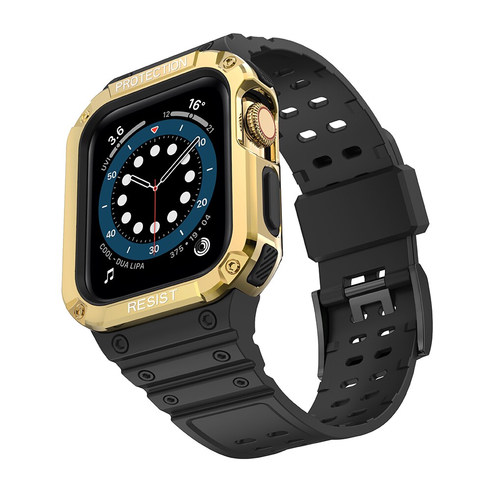 Protect-armband för Apple-klocka 42/44/45mm pansararmband - svart, guld