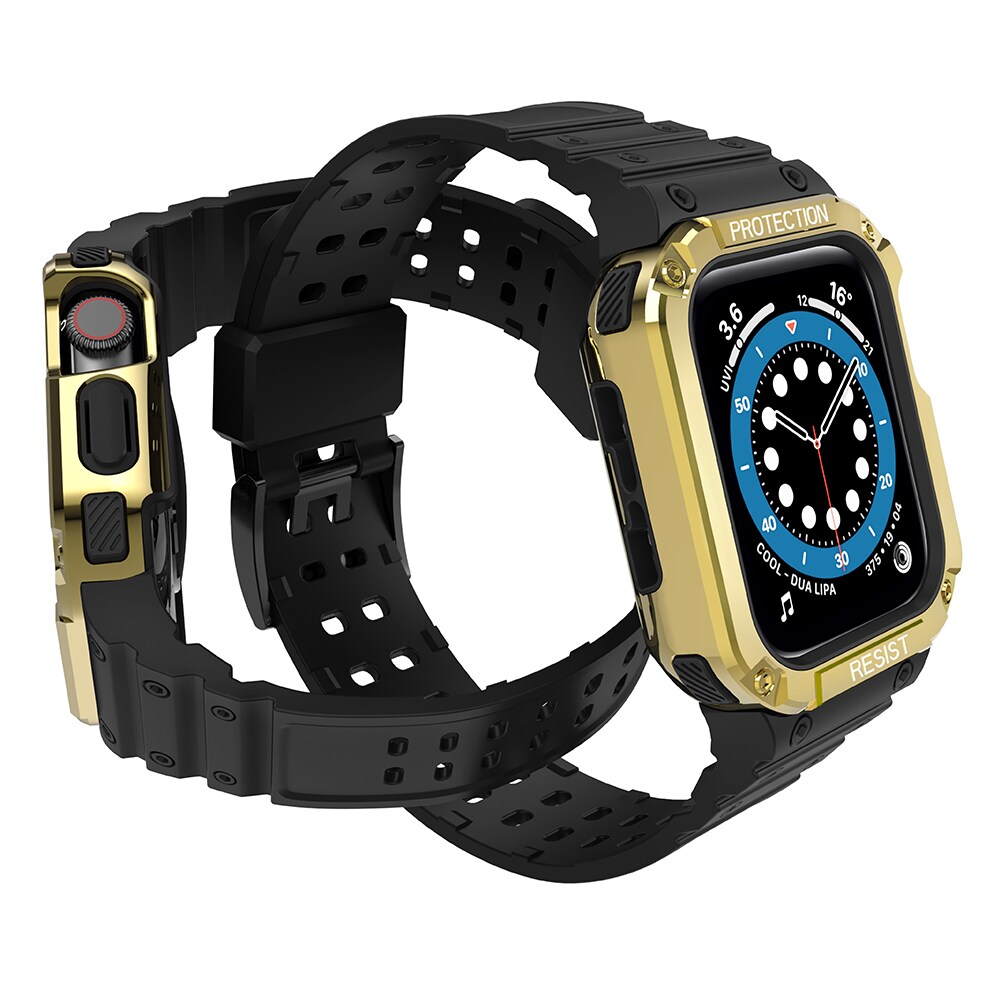 Protect-armband för Apple-klocka 42/44/45mm pansararmband - svart, guld