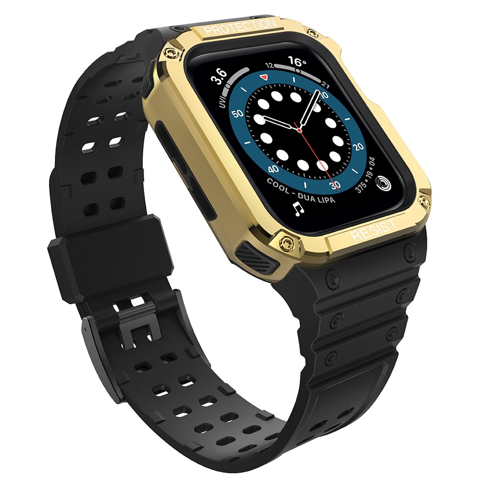 Protect-armband för Apple-klocka 42/44/45mm pansararmband - svart, guld