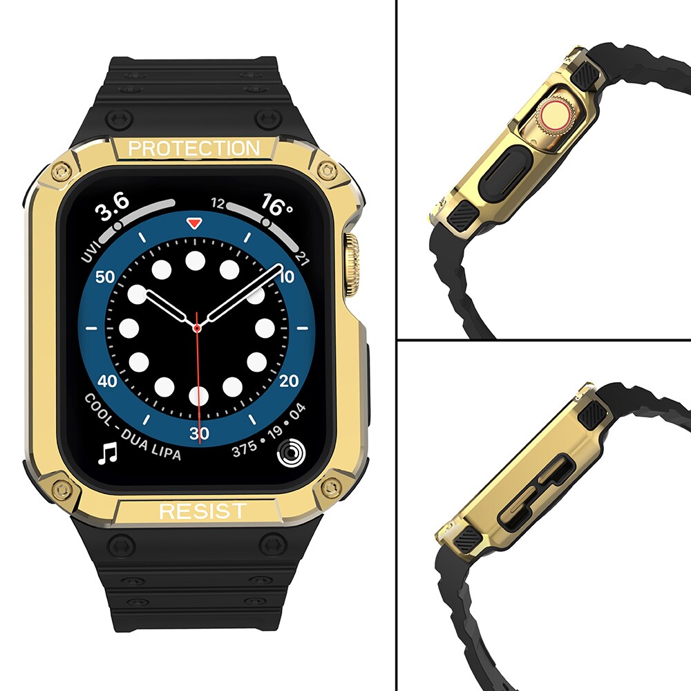 Protect-armband för Apple-klocka 42/44/45mm pansararmband - svart, guld