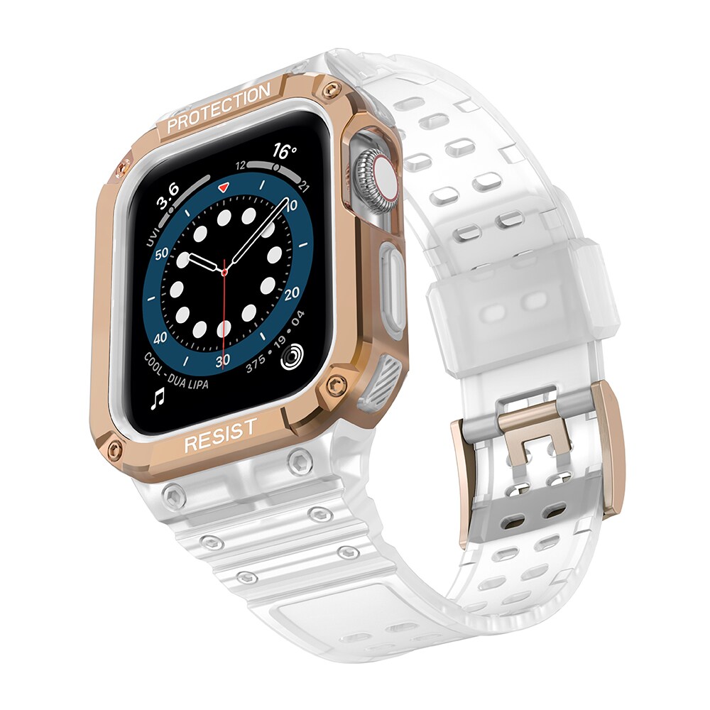 Skyddsarmband för Apple-klocka 42/44/45mm pansararmband - transparent, roséguld