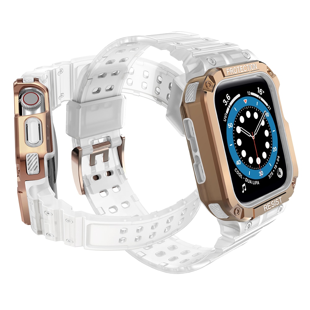 Protect-armband för Apple-klocka 42/44/45mm pansararmband - vit, roséguld