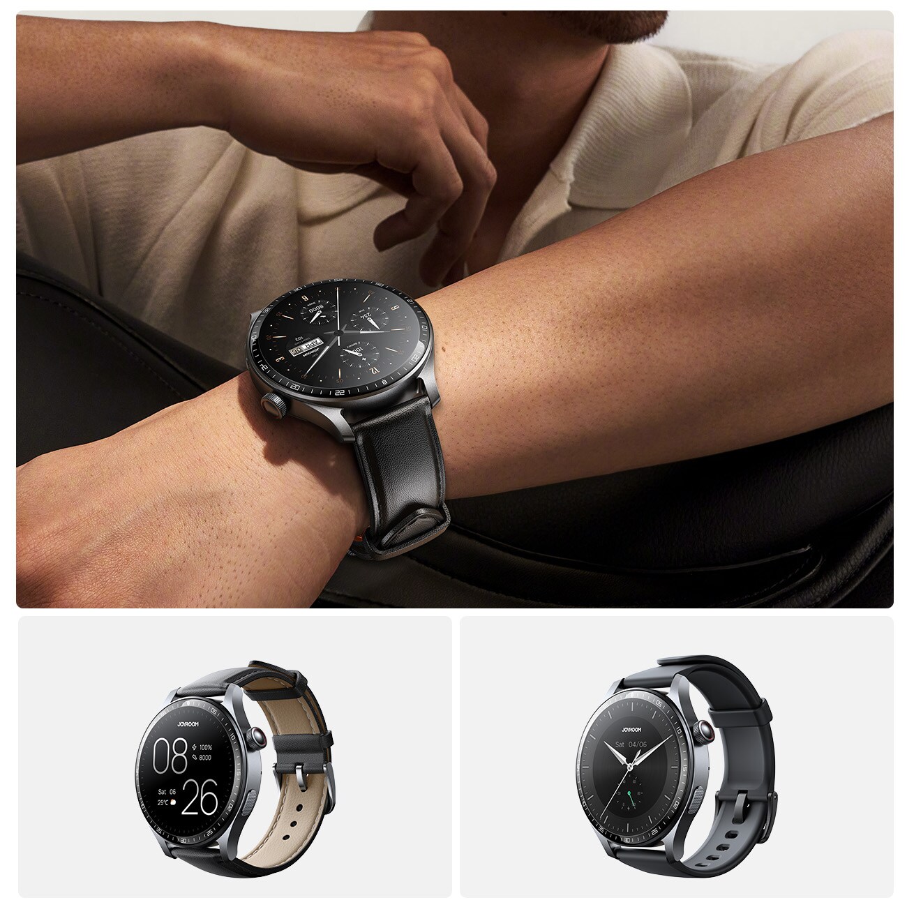 Joyroom Classic Serie JR-FC2 Pro Smartwatch med telefonsvararfunktion - mörkgrå